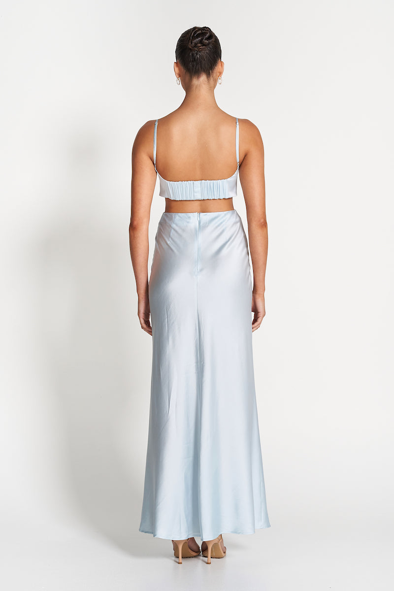 Leah Cut Out Silk Gown-Ice Blue