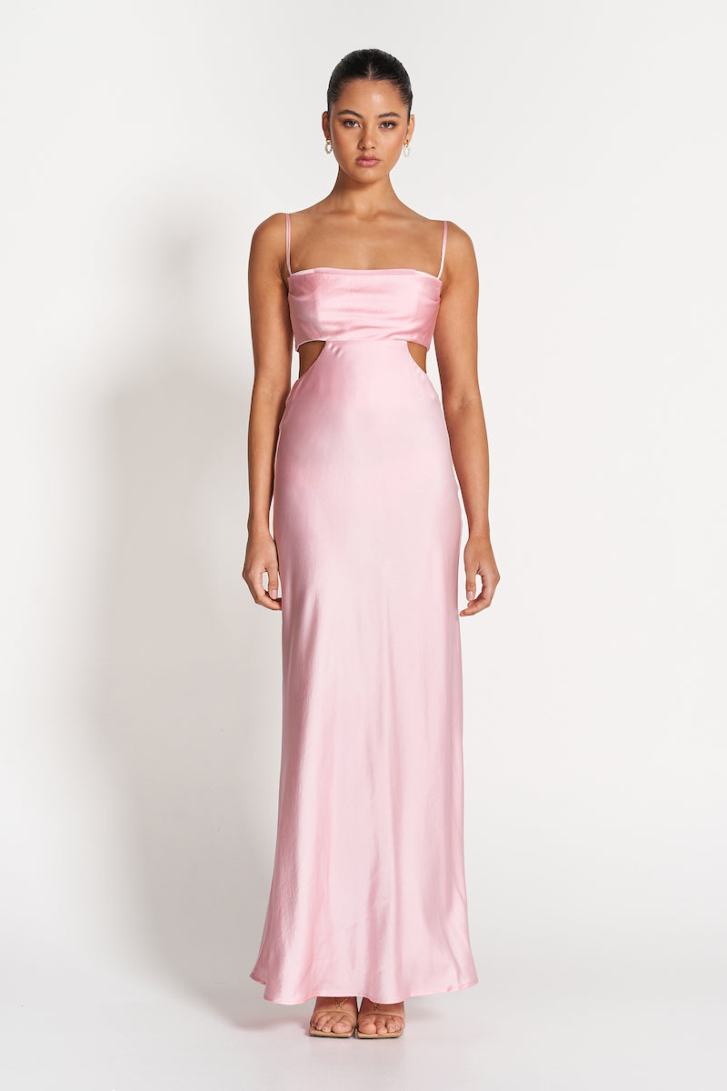 Leah Cut-Out Silk Gown-Pink