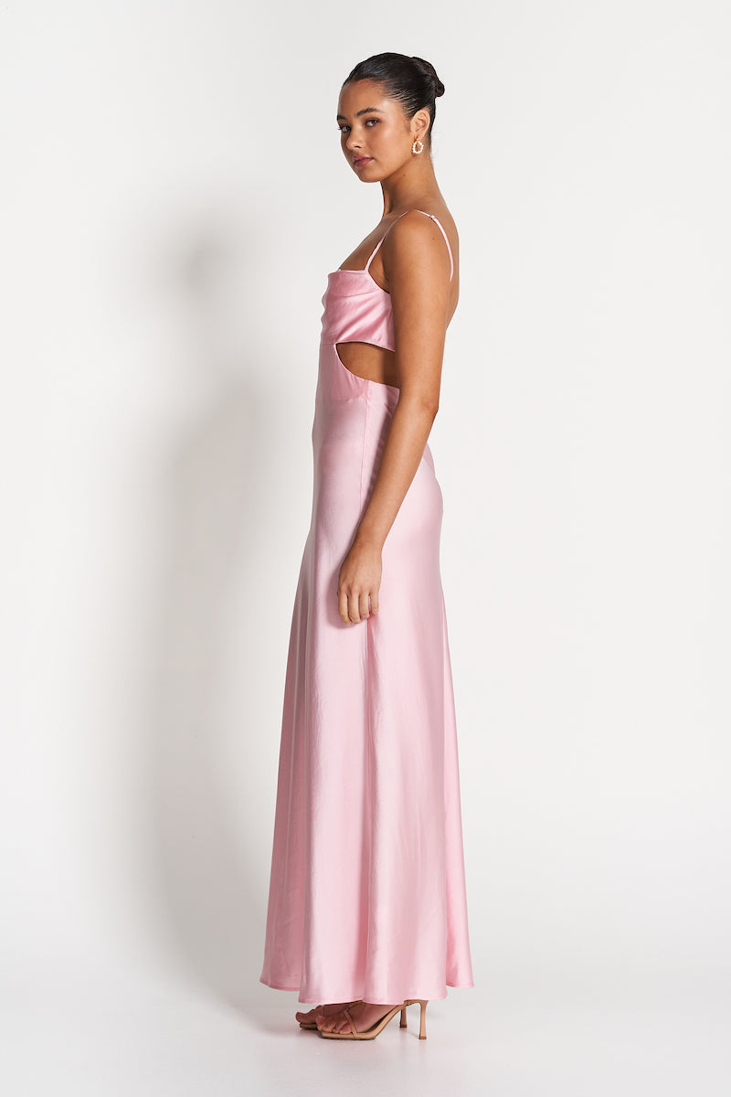 Leah Cut-Out Silk Gown-Pink