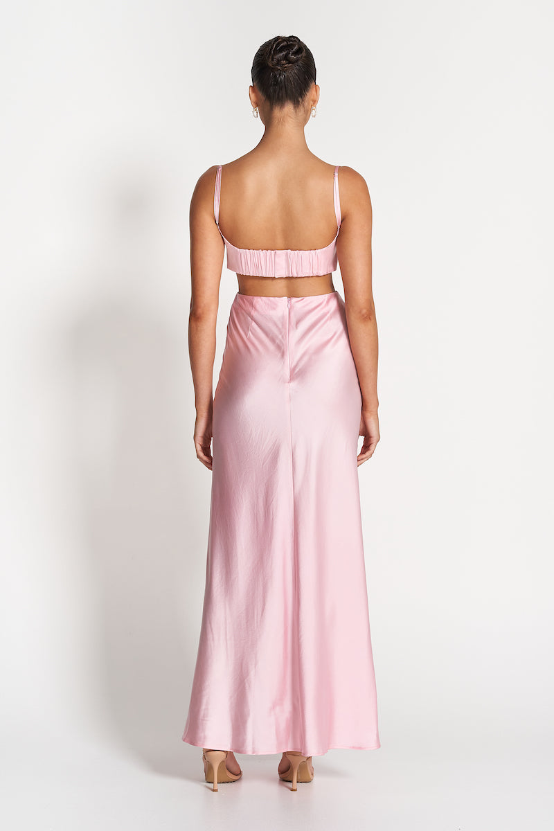 Leah Cut-Out Silk Gown-Pink