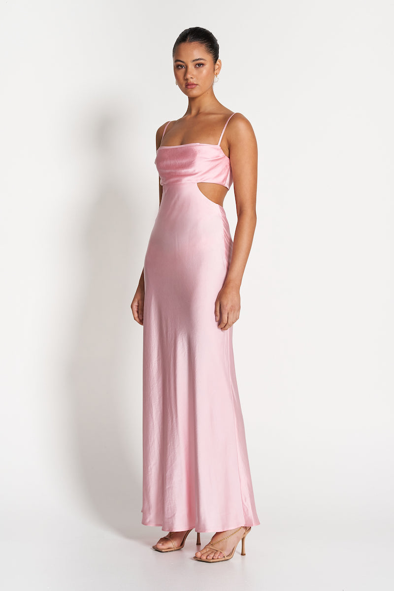 Leah Cut-Out Silk Gown-Pink