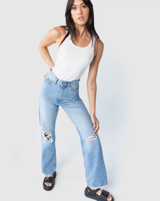 Echo Straight Jeans - Empress Sky Blue Rip